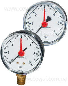 Вертикальні та фронтальні манометри з індикатором